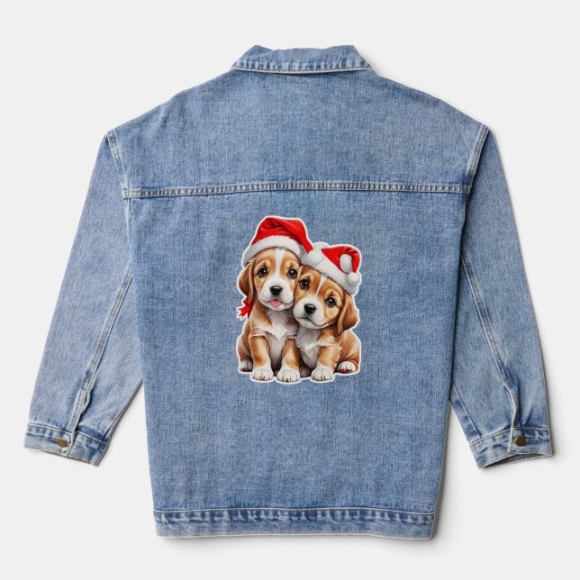 Veste En Jean Chiens chiots de Noël (Verso)