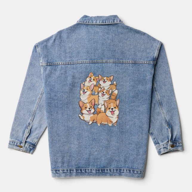 Veste En Jean Chiens de Corgi heureux (Verso)