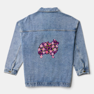 Veste En Jean Chiens de Poméranie Fleur Motif Poméraniens Lover