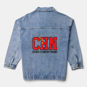Veste En Jean Chine Drapeau skieur Chinois Chn Cross Country Ski