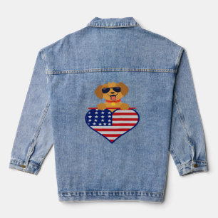 Veste En Jean Chiot portant des lunettes de soleil USA Drapeau C