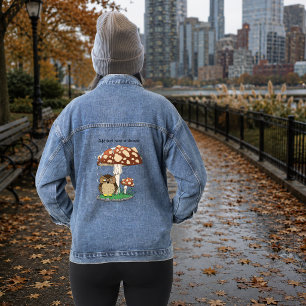 Veste En Jean Chouette Champignon de Pluie de Douche Bleue Fanta