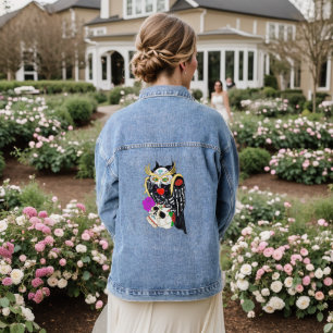 Veste En Jean Chouette Et Crâne À Sucre