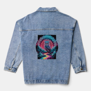 Veste En Jean Chouette psychédélique Mandala - Trippy Forest Art