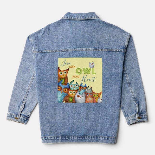 Veste En Jean Chouettes de Whimsical - Aimez avec OWL votre coeu (Verso)