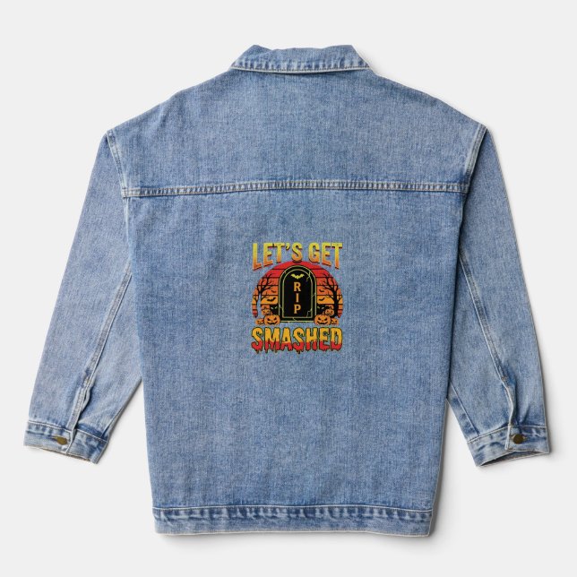 Veste En Jean Cimetière de citrouilles Halloween dévasté (Verso)