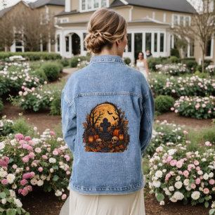 Veste En Jean Cimetière gothique hanté au clair de lune Hallowee
