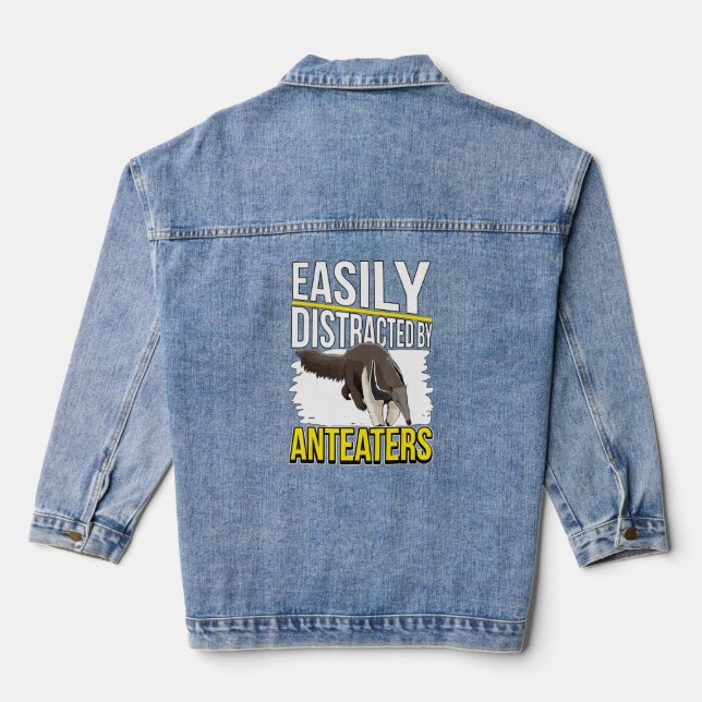 Veste En Jean Citation Anteater Ant Bear Facilement Distrait Par (Verso)