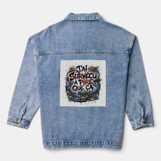 Veste En Jean Citation audacieuse de motard français – graffiti
