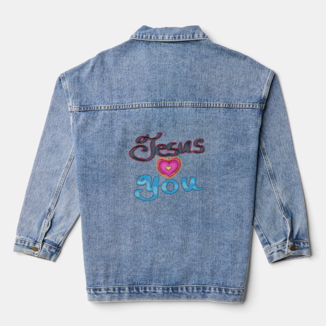 Veste En Jean Citation chrétienne Jésus vous aime (Verso)