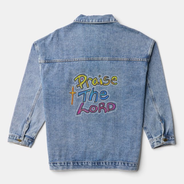 Veste En Jean Citation chrétienne "Louez l'Eternel" avec croix (Verso)