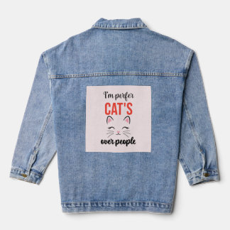 Veste En Jean Citation de chats amusante - Je préfère les chats