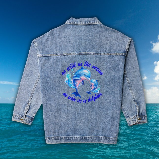 Veste En Jean Citation de dauphins d'aquarelle | (Créateur téléchargé)