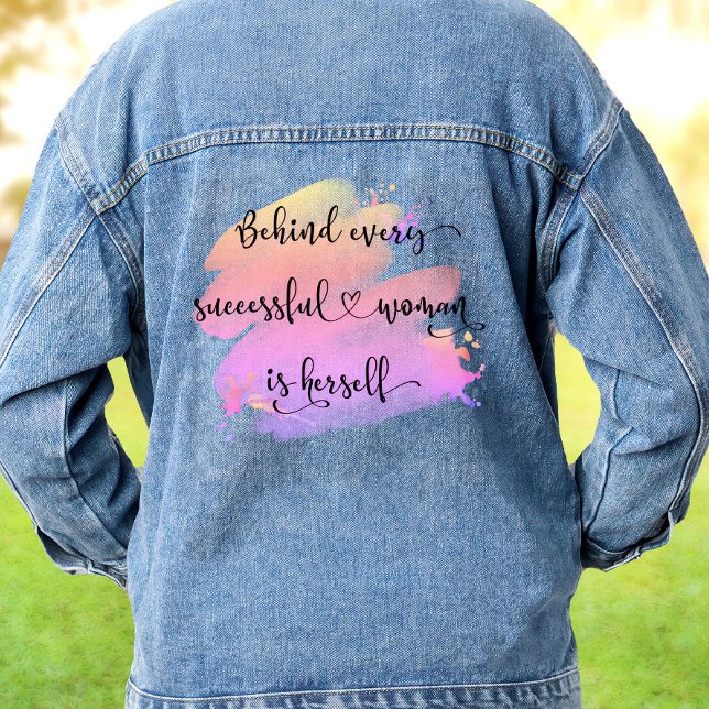 Veste En Jean Citation de Femme Réussie Script Rose Aquarelle Ch (Créateur téléchargé)