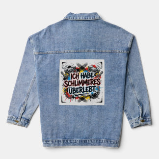 Veste En Jean Citation de motard allemand – graffiti coloré