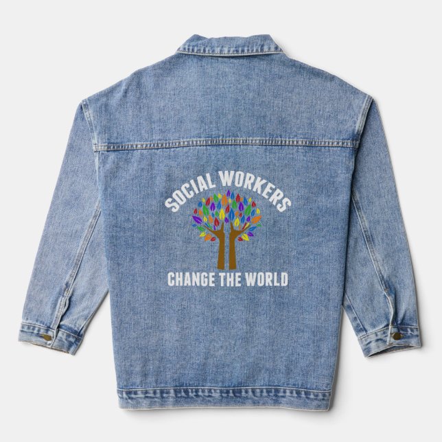 Veste En Jean Citation de travail social mignon (Verso)