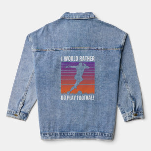 Veste En Jean Citation des amateurs de football avec texte blanc