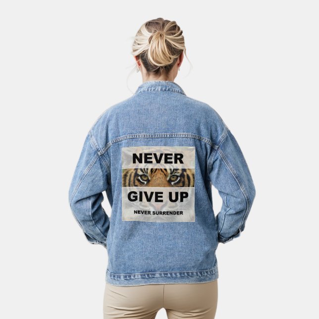 Veste En Jean Citation Motivationnelle N'abandonne jamais abando (Modèle)