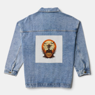 Veste En Jean Citrouille effrayante Épouvantail Maison hantée Pl