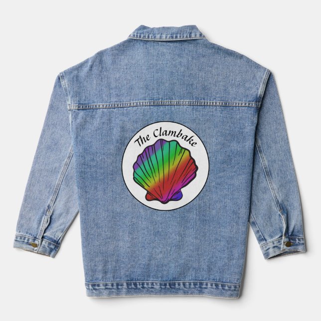 Veste En Jean Clambake Rainbow Nom personnalisé Femmes (Verso)