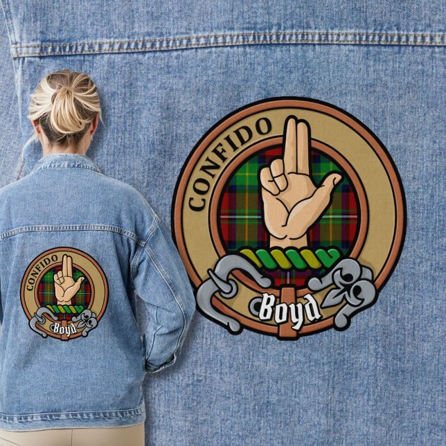 Veste En Jean Clan Boyd Crest sur Tartan (Créateur téléchargé)