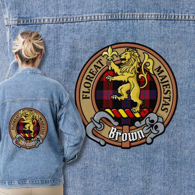 Veste En Jean Clan Brown Crest sur Tartan (Créateur téléchargé)
