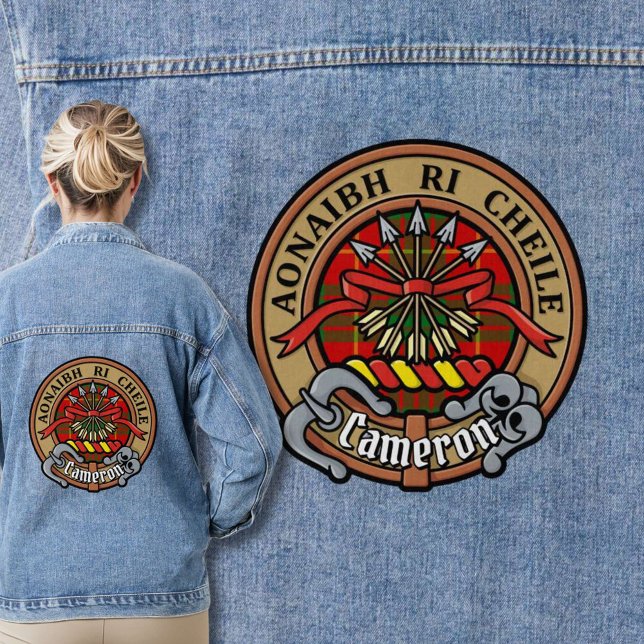 Veste En Jean Clan Cameron Crest sur Tartan (Créateur téléchargé)