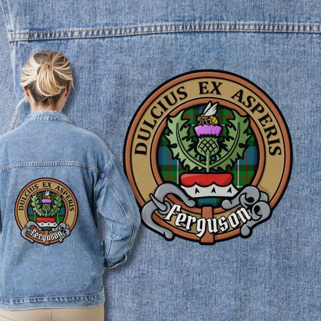 Veste En Jean Clan Ferguson Crest sur Tartan (Créateur téléchargé)