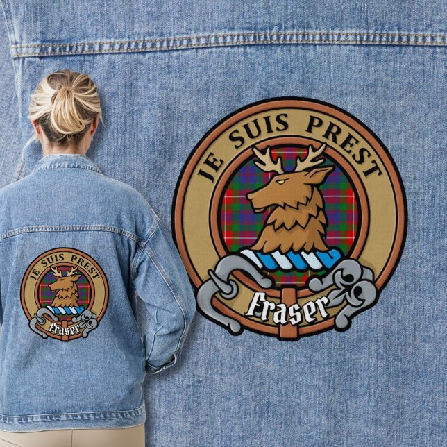 Veste En Jean Clan Fraser de Lovat Crest sur Tartan (Créateur téléchargé)
