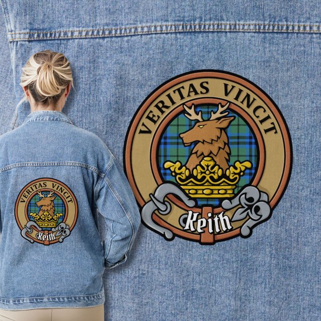Veste En Jean Clan Keith Crest sur Tartan (Créateur téléchargé)
