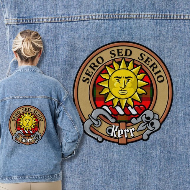 Veste En Jean Clan Kerr Crest sur Tartan (Créateur téléchargé)