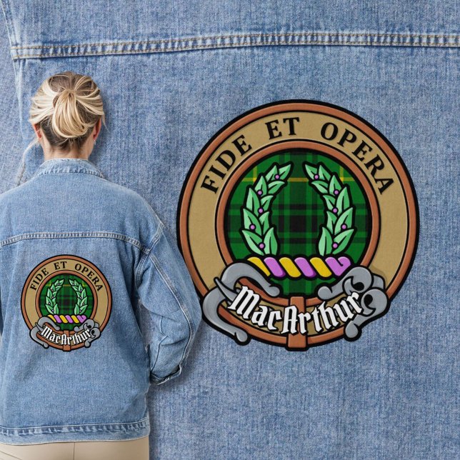 Veste En Jean Clan MacArthur Crest sur Tartan (Créateur téléchargé)