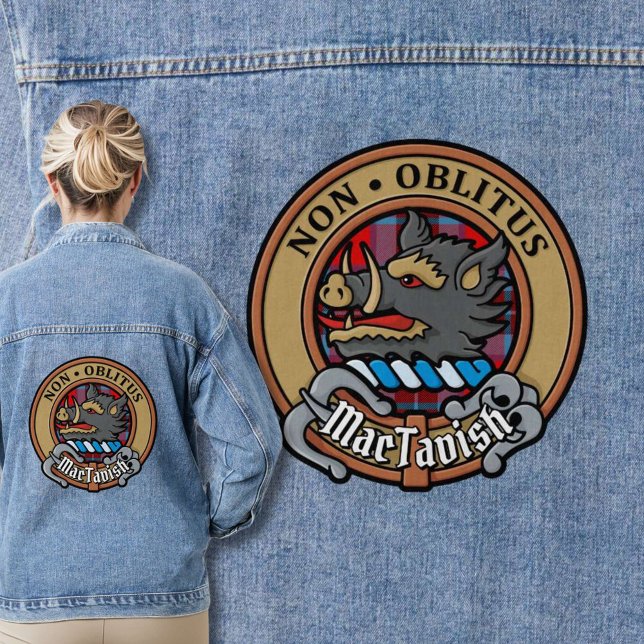 Veste En Jean Clan MacTavish Crest sur Tartan (Créateur téléchargé)