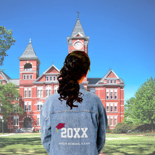 Veste En Jean Classe de Casquette Maroon de 20XX Graduation