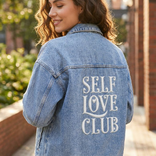 Veste En Jean Club Amour de Soi - Esthétique Rétro Groovy Typogr