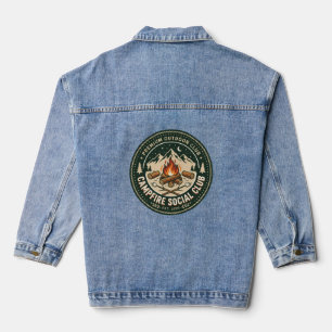 Veste En Jean Club Social de Feu de Camp Rétro Badge Montagne Ex