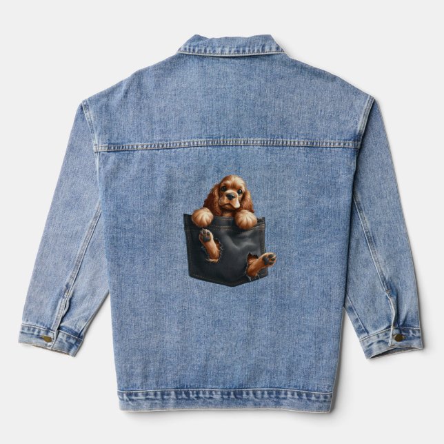 Veste En Jean Cocker Spaniel Chien Dans Une Poche (Verso)