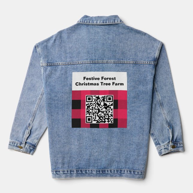 Veste En Jean Code QR Buffalo à carreaux rouge écossais Code-bar (Verso)