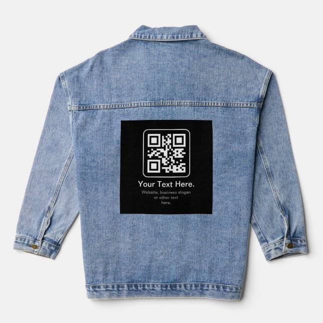 Veste En Jean Code QR scannable moderne | Noir Blanc & Gris (Verso)