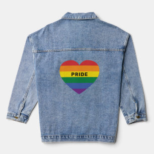 Veste En Jean Coeur arc-en-ciel texte personnalisé