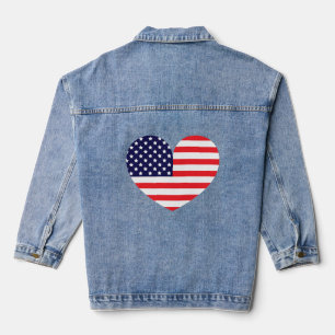 Veste En Jean Cœur de drapeau américain