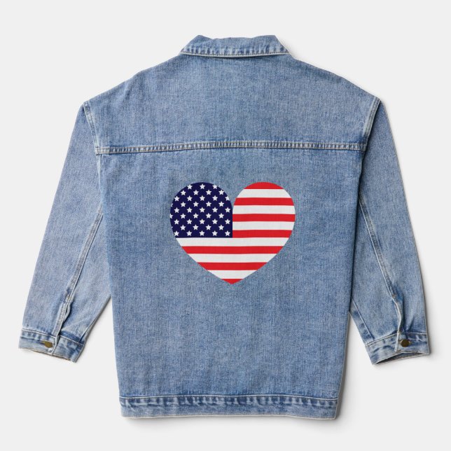 Veste En Jean Cœur de drapeau américain (Verso)