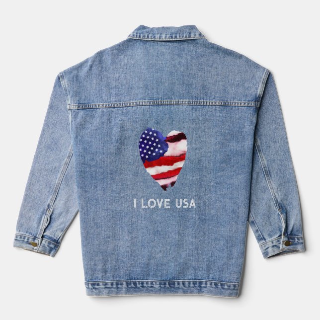 Veste En Jean *~* COEUR Drapeau AP27 Vieux Gloire Patriotique Lo (Verso)