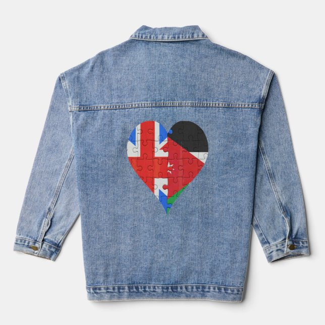 Veste En Jean Coeur du drapeau jordanien britannique (Verso)