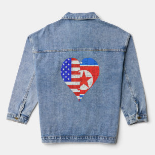 Veste En Jean Coeur du drapeau nord-coréen américain