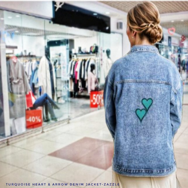 Veste En Jean Coeur et flèche turquoise (Créateur téléchargé)
