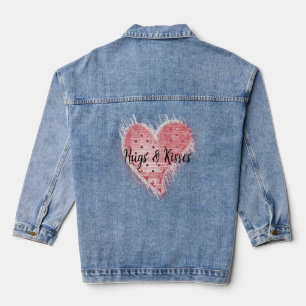 Veste En Jean Coeur pointillé rose lunatique