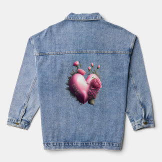 Veste En Jean coeur rose