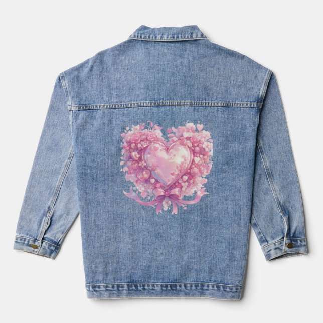Veste En Jean Coeur rose d'amour (Verso)