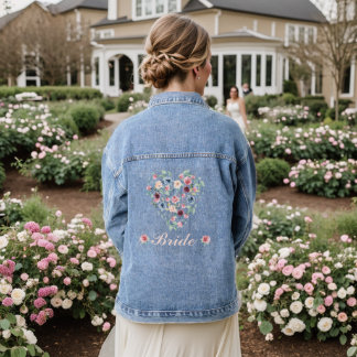 Veste En Jean Coeur Rose de l'aquarelle de mariée